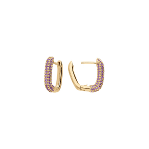 BOUCLES D'OREILLES VERMEIL DEMI CRÉOLES OXYDES VIOLETS