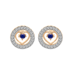 BOUCLES D'OREILLES TIGE VERMEIL COEUR SAPHIR VÉRITABLE CONTOUR OXYDES BLANCS