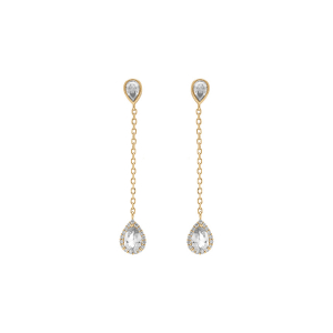 BOUCLES D'OREILLES TIGE VERMEIL PENDANTE GOUTTES OXYDE BLANCS CONTOUR OXYDES BLANCS