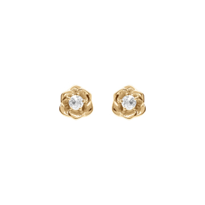 BOUCLES D'OREILLES TIGE VERMEIL FLEUR 8.2MM OXYDES BLANCS SERTIS