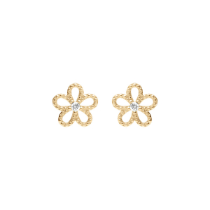 BOUCLES D'OREILLES TIGE VERMEIL FLEUR  AJOURÉE OXYDE BLANC