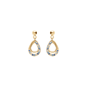 BOUCLES D'OREILLES TIGE VERMEIL GOUTTE OXYDES BLEUS ET BLANCS SERTIS