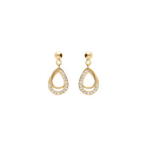 BOUCLES D'OREILLES TIGE VERMEIL GOUTTE OXYDES BLANCS SERTIS