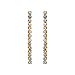 BOUCLES D'OREILLES TIGE VERMEIL PENDANTES OXYDES BLANCS SERTIS LONGUES