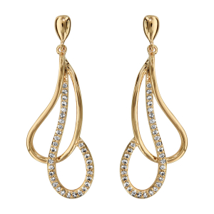 BOUCLES D'OREILLES TIGE VERMEIL GOUTTE EVIDEE CROISEE OXYDES BLANCS SERTIS