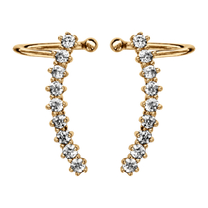 BOUCLES D'OREILLES DE LOBE VERMEIL FORME TIGE ARRONDIE OXYDES BLANCS SERTIS