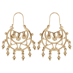 CRÉOLES VERMEIL ETHNIQUES PAMPILLES BOULES ET RONDELLES MARTELEES 25MM