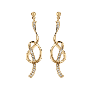 BOUCLES D'OREILLES TIGE VERMEIL FORME BOUCLE AVEC OXYDES BLANCS SERTIS