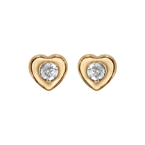 BOUCLES D'OREILLES TIGE VERMEIL AVEC COEUR OXYDE BLANC SERTI