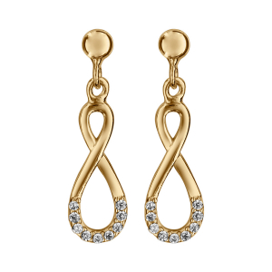 BOUCLES D'OREILLES TIGE VERMEIL FORME INFINI OXYDES BLANCS SERTIS