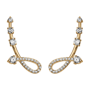 BOUCLES D'OREILLES DE LOBE VERMEIL FORME BOUCLE OXYDES BLANCS SERTIS