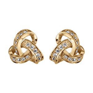 BOUCLES D'OREILLES TIGE VERMEIL 3 BOUCLES ENTRELACEES OXYDES BLANCS SERTIS