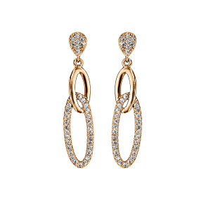 BOUCLES D'OREILLES TIGE VERMEIL PENDANTE 2 ANNEAUX ALLONGES OXYDES BLANCS