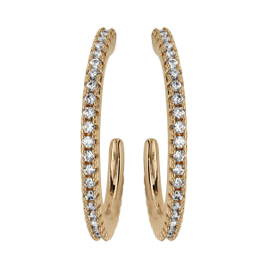 BOUCLES D'OREILLES TIGE VERMEIL CREOLE OXYDES BLANCS SERTIS DIAM 20MM