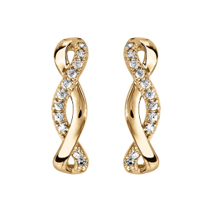 BOUCLES D'OREILLES TIGE VERMEIL TORSADE OXYDES BLANCS SERTIS