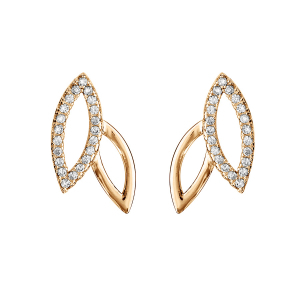 BOUCLES D'OREILLES TIGE VERMEIL FEUILLAGE AJOURE OXYDES BLANCS SERTIS