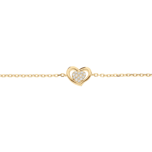 BRACELET VERMEIL COEUR OXYDES BLANCS SERTIS 16+3CM