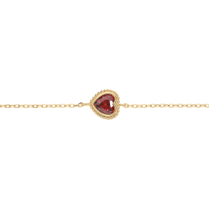BRACELET VERMEIL COEUR OXYDE GRENAT 16+3CM