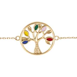 BRACELET VERMEIL ARBRE DE VIE RÉSINE MULTI COULEURS ET OXYDES BLANCS 16+3CM