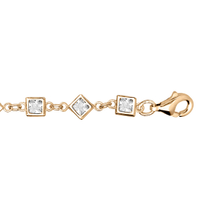 BRACELET VERMEIL CARRÉS ET LOSANGES OXYDES BLANCS SERTIS 16+3CM