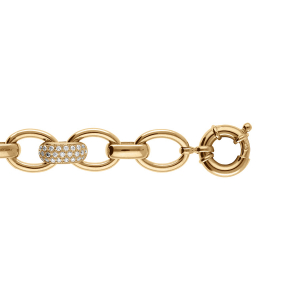 BRACELET VERMEIL FERMOIR BOUEE PIERRES BLANCHES 20CM