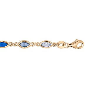 BRACELET VERMEIL OXYDES DEGRADE DE BLEU ET BLANCS 16+3CM