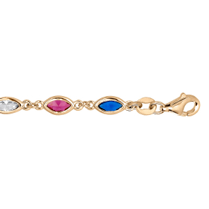 BRACELET VERMEIL OXYDES 3 BLEU BLANC ROUGE SERTIS 16+3CM