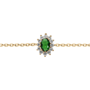 BRACELET VERMEIL OXYDE VERT ET CONTOUR OXYDES BLANCS 16+3CM