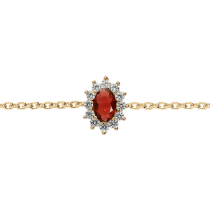 BRACELET VERMEIL OXYDE ROUGE ET CONTOURS OXYDES BLANCS 16+3CM