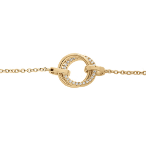 BRACELET VERMEIL DOUBLE CERCLE LISSE ET SCINTILLANT OXYDES BLANCS SERTIS 16+2CM