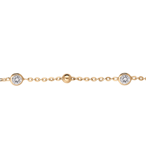 BRACELET VERMEIL 4 OXYDES BLANCS SERTIS ET BOULES  16+3CM