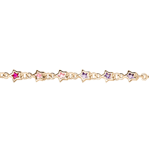 BRACELET VERMEIL ETOILES MULTI COULEURS 14+2CM