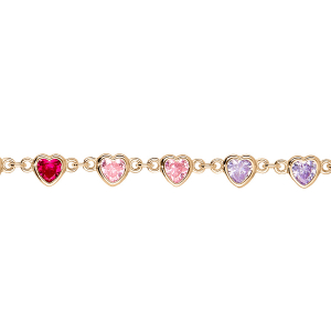 BRACELET VERMEIL COEURS MULTI COULEURS 16+3CM