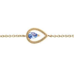 BRACELET VERMEIL GOUTTE AJOURÉE OXYDE BLEU CIEL SERTI 16+2CM