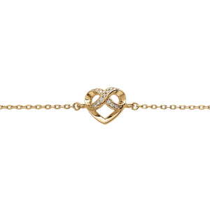 BRACELET VERMEIL COEUR ET INFINI OXYDES BLANCS SERTIS 16,5+3CM