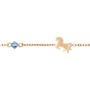 BRACELET VERMEIL MOTIF CHEVAL PIERRE CIEL 17,5CM REGLABLE 15CM