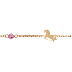 BRACELET VERMEIL MOTIF CHEVAL PIERRE ROSE 17,50CM REGLABLE 15CM
