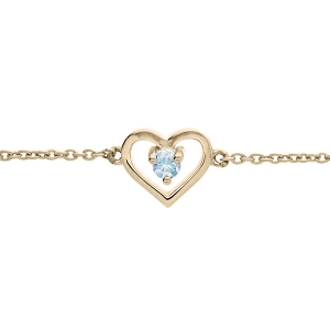 BRACELET VERMEIL COEUR OXYDE BLEU CIEL 14+3CM