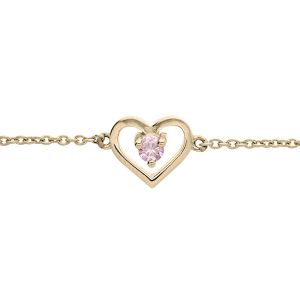 BRACELET VERMEIL COEUR OXYDE ROSE 14+3CM