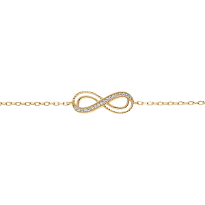 BRACELET VERMEIL MOTIF INFINI AJOURÉ AVEC OXYDES BLANCS SERTIS 16+2CM