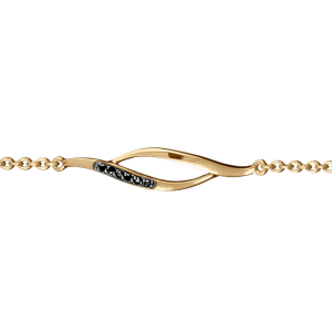 BRACELET VERMEIL MOTIFS BARRETTES PIERRES NOIRES 16+3CM