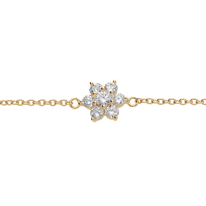 BRACELET VERMEIL PENDENTIF FLEUR MARGUERITE OXYDES BLANCS SERTIS  16.5+2CM