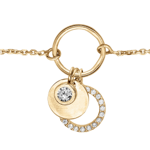 BRACELET VERMEIL 3 RONDELLES ET OXYDES BLANCS SERTIS 16+3CM
