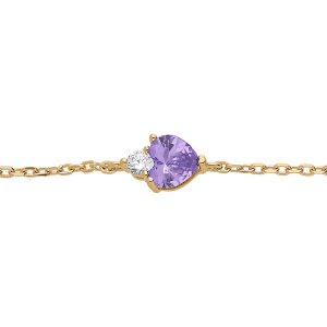 BRACELET VERMEIL OXYDES BLANC ET VIOLET FORME COEUR 16+3CM