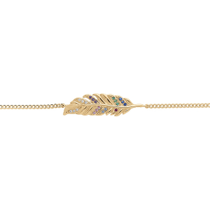 BRACELET VERMEIL PLUME OXYDES MULTI COULEURS 15.5+3CM