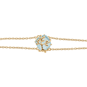 BRACELET VERMEIL  OXYDE BLEU CIEL AVEC ARBRE DE VIE  16+3CM
