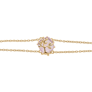 BRACELET VERMEIL  OXYDE ROSE AVEC ARBRE DE VIE  16+3CM