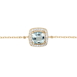 BRACELET VERMEIL MASSIF PIERRE NATURELLE TOPAZE BLEUE CONTOUR OXYDES BLANCS SERTIS 16,5+3CM