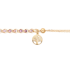 BRACELET VERMEIL ET OXYDES VIOLET PAMPILLE ARBRE DE VIE  17+3CM