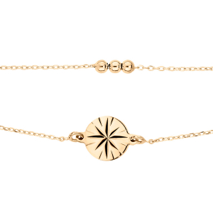 BRACELET VERMEIL DOUBLE CHAINE PASTILLE ETOILE ET BOULES  16+3CM